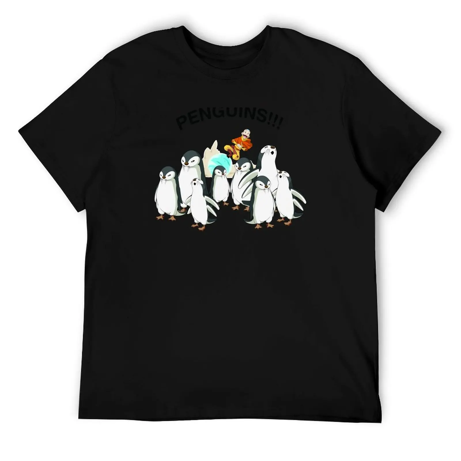 

Avatar: The Last Airbender Aang And Penguins!! Portrait T-Shirt man t shirt summer t shirts for man slim fit T-Shirt