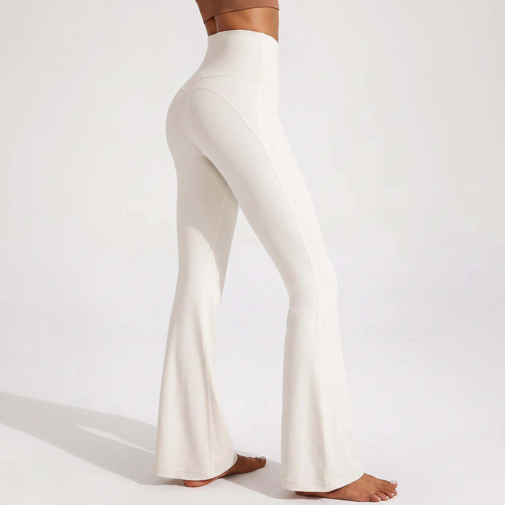Damen High-Waist Po-Lifting Flared Yoga-Hose Sexy Sport-Tights Elastische Weite Bein Fitness Workout Yoga-Leggings – Detail 8