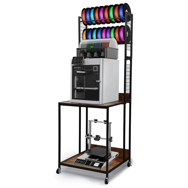 3D Printer Filament Storage Rack, 3D Printer Stand with Filament Storage Spools Holder Racks Cart with Wheels (Shelf Only)