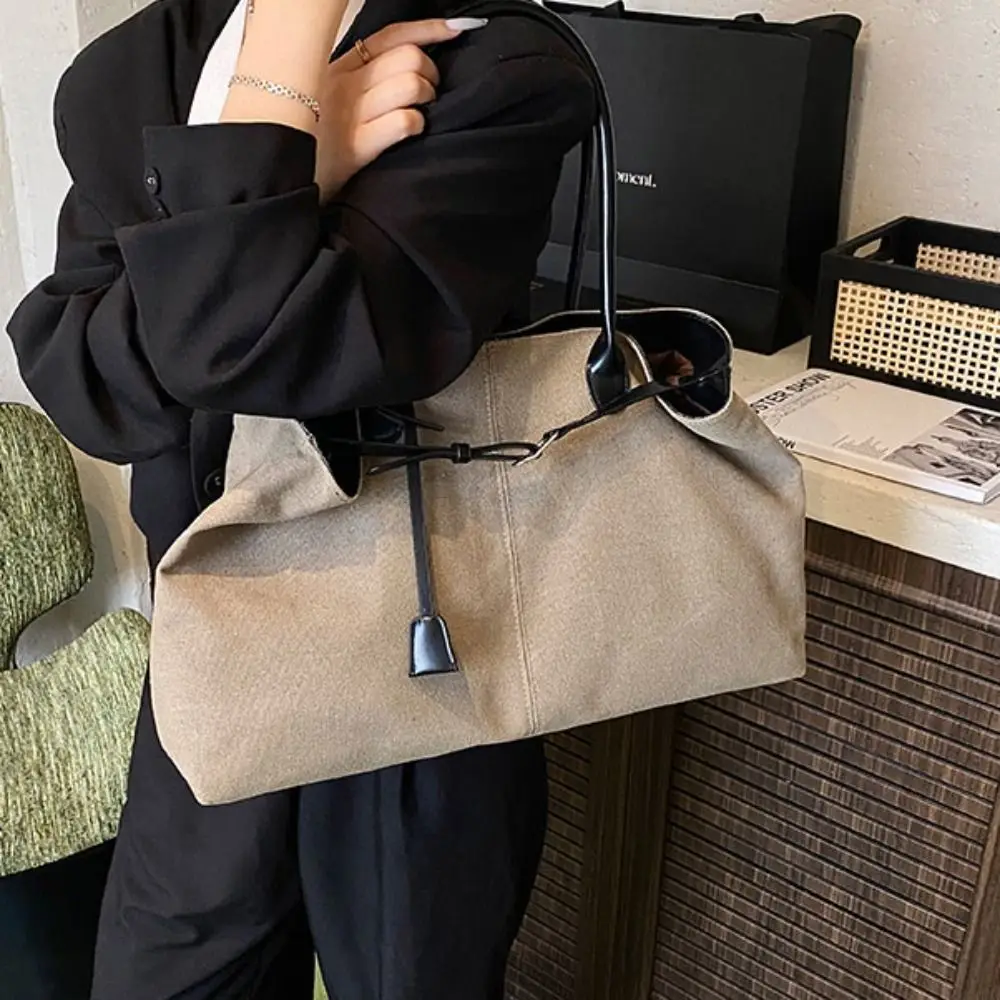 

Korean Style Suede Shoulder Bag Solid Color Tote Bag Large Capacity Handbag Bohemian Style Large Capacity Underarm Packs Travel