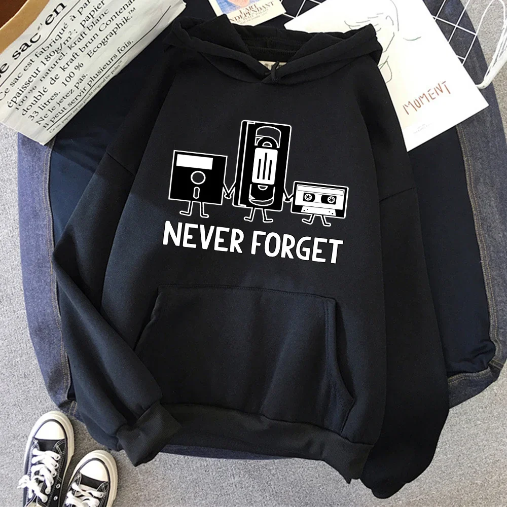 Never Forget Floppy Disco Hoody Man Personality Sport Pullover Hoodies Crewneck Clothes Casual Cool Trendy Autumn Unisex Clothes