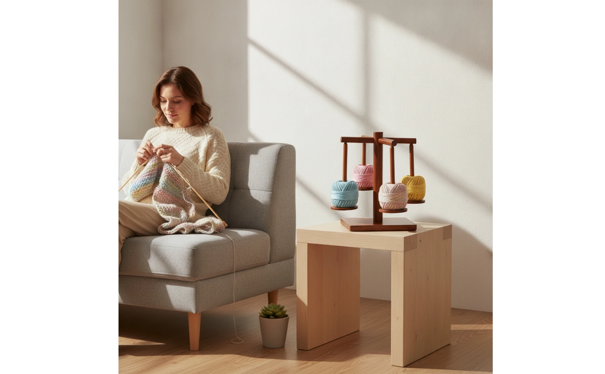 Wooden Yarn Holder with Rotating Arms Tangletangle-Resistant Yarn Holder with Spindles Organizer Independent Craft Tool Tabletop Wooden Yarn Holder with Rotating Arms Tangletangle-Resistant Yarn Holder with Spindles Organizer Independent Craft Tool Tabletop