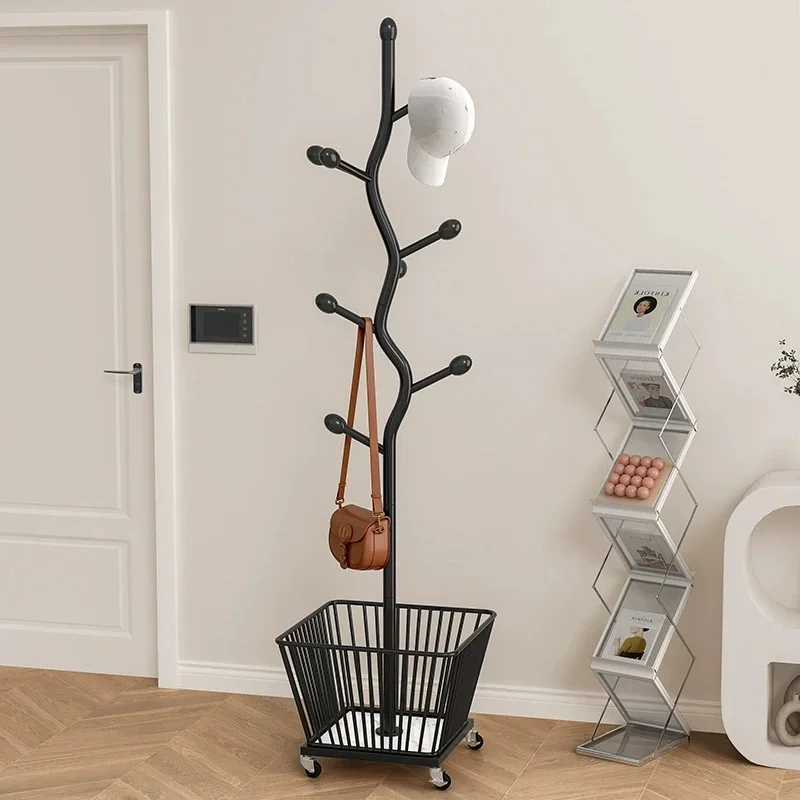 

Bedroom Floor Clothes Rack Coat Rack For Home Door Indoor Vertical Cream Clothes Hanger Shelf Storage Minimalist Rack New
