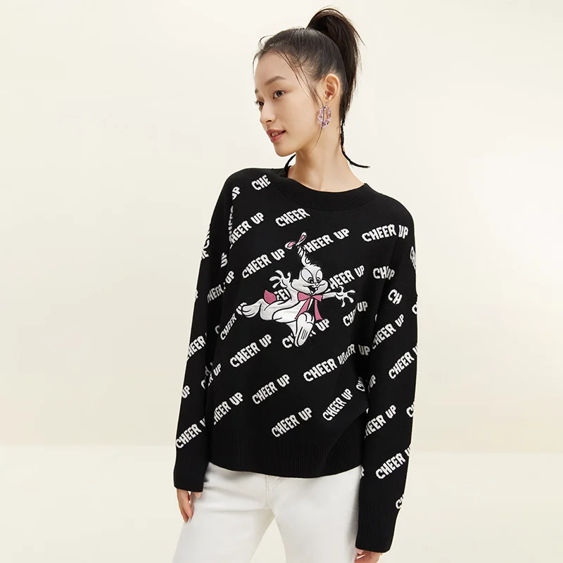 Semir Women Knitwear Rabbit Embroidery Sweet And Cool Lovely 2023 Spring Letters Loose Top Small Crowd Trend Street Trend Cool