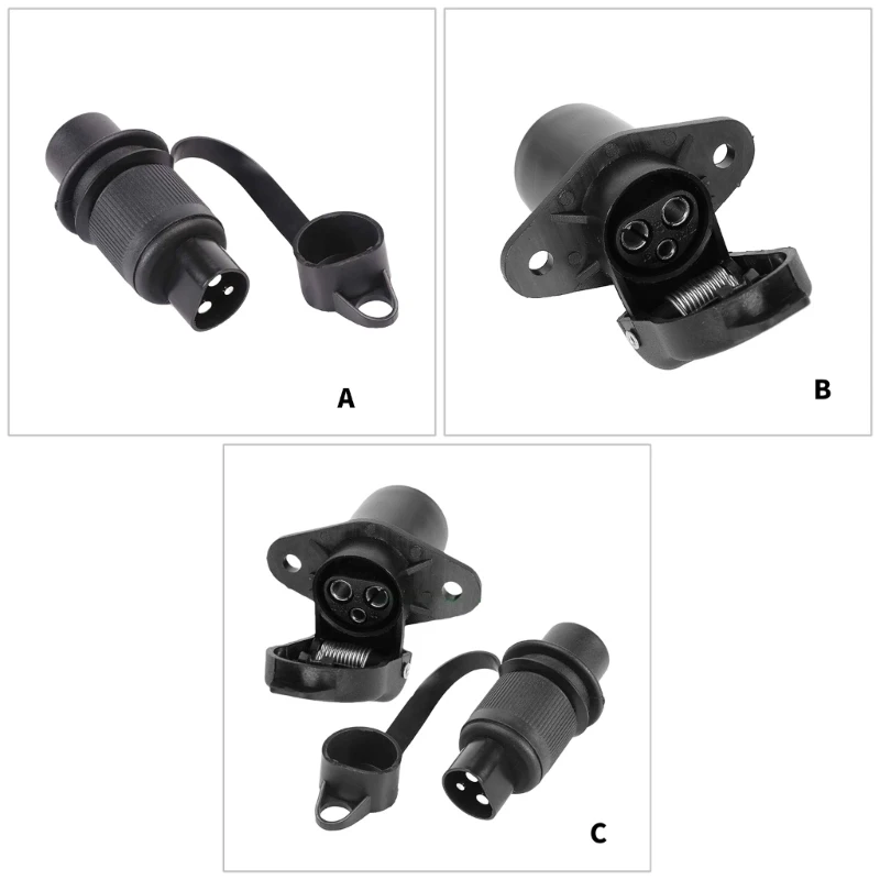 Weatherproof 3 Pin European Trailer Socket Provide Safe Power Supply Suitable For Camping Car Vehicle Lighting Road Trips