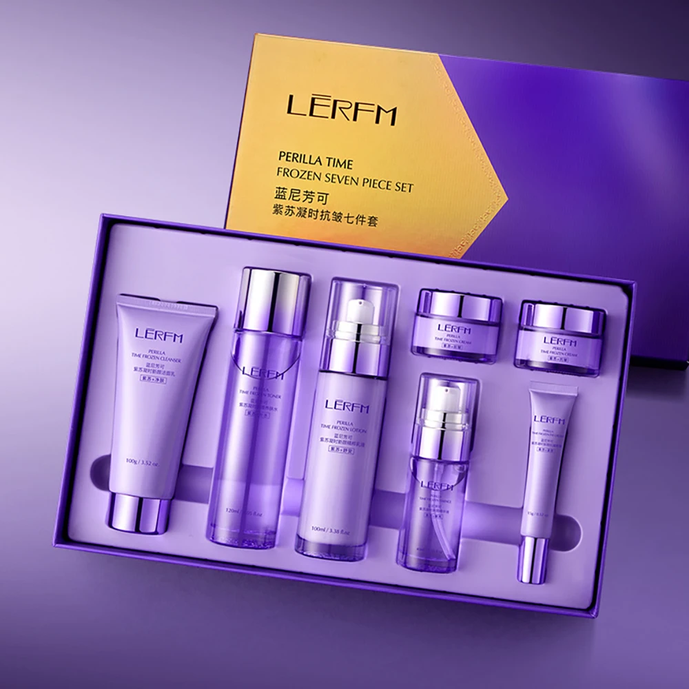 

Perilla Oil Control Brighten Improve Facial Dull Skincare Sets Facial Cleanser Toner Moisturizing Essence Face Lotion Face Cream