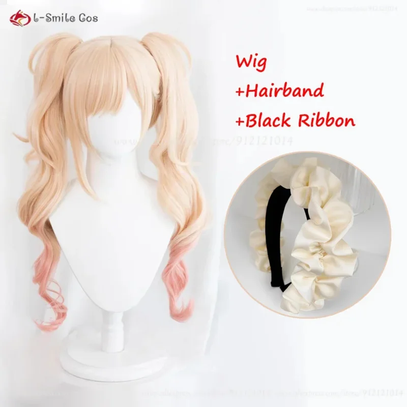 Anime Maid Kitagawa Cosplay Wig Blonde Pink Ponytail Clip Wigs Maid Marin Kitagawa Cosplay Wig Heat Resistant Synthetic Hair