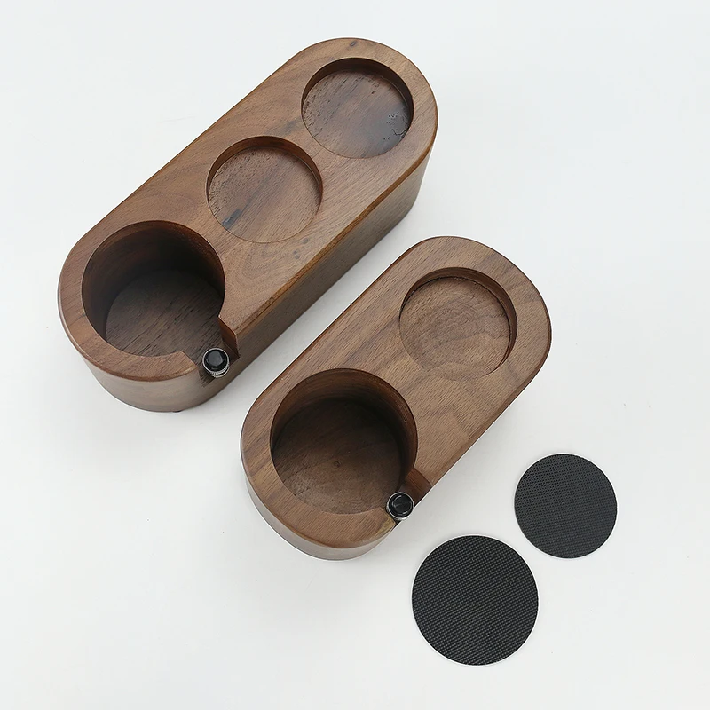 51mm/53mm/58mm Kaffee Filter Halter Tamper Stehen Buche Nussbaum Holz Espresso Distributor Matte Basis rack Für Barista Zubehör – Detail 24