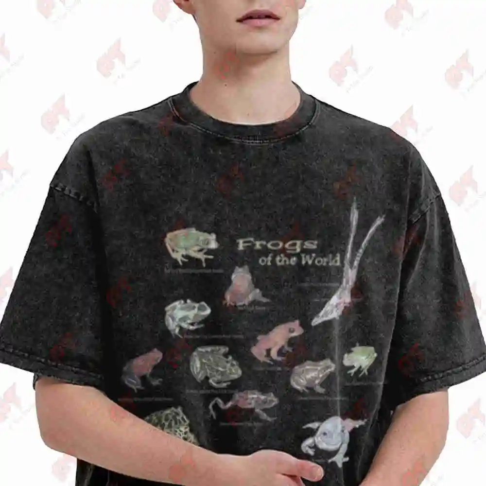 Vintage 1994 Frogs Of The World Design Vintage Washed Tee Pure Cotton T-Shirt