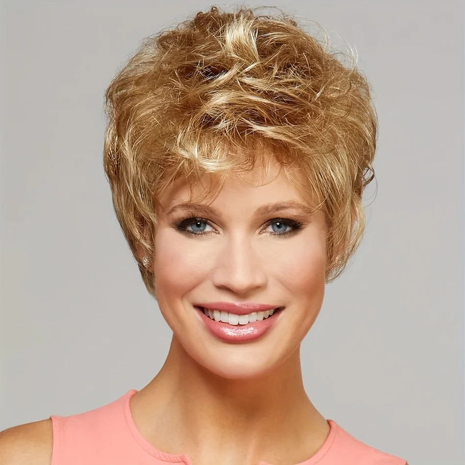 Silver Gray Short Pixie Synthetic Wig Women Natural Layered Hair Heat Resistant Wig Daily Halloween Christmas Party Costume Wigs