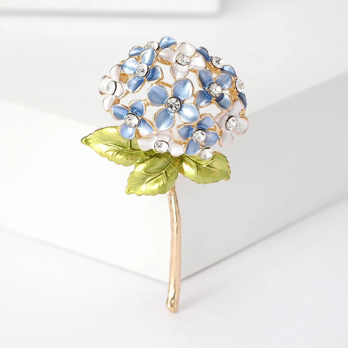 

New Enamel Hydrangea Brooches for Women Unisex Rhinestone Flower Pins Event Party Backpack Decoration Clothes Accessories