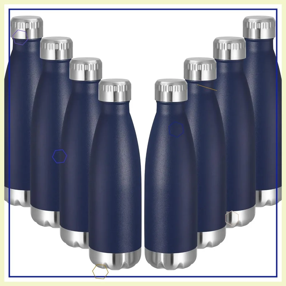 

17oz Stainless Steel Water Bottles 8-Pack, Double Wall Vacuum Insulated for Hot/Cold Drinks, BPA Free for Sports Camping Gym