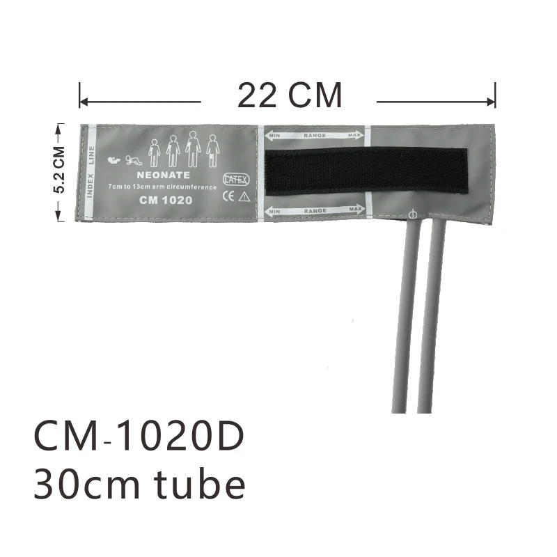 CUFF riutilizzabile per la pressione arteriosa Pediatrico in similpelle grigia NIBP CUFF con vescica Doppio tubo Per sfigmomanometro