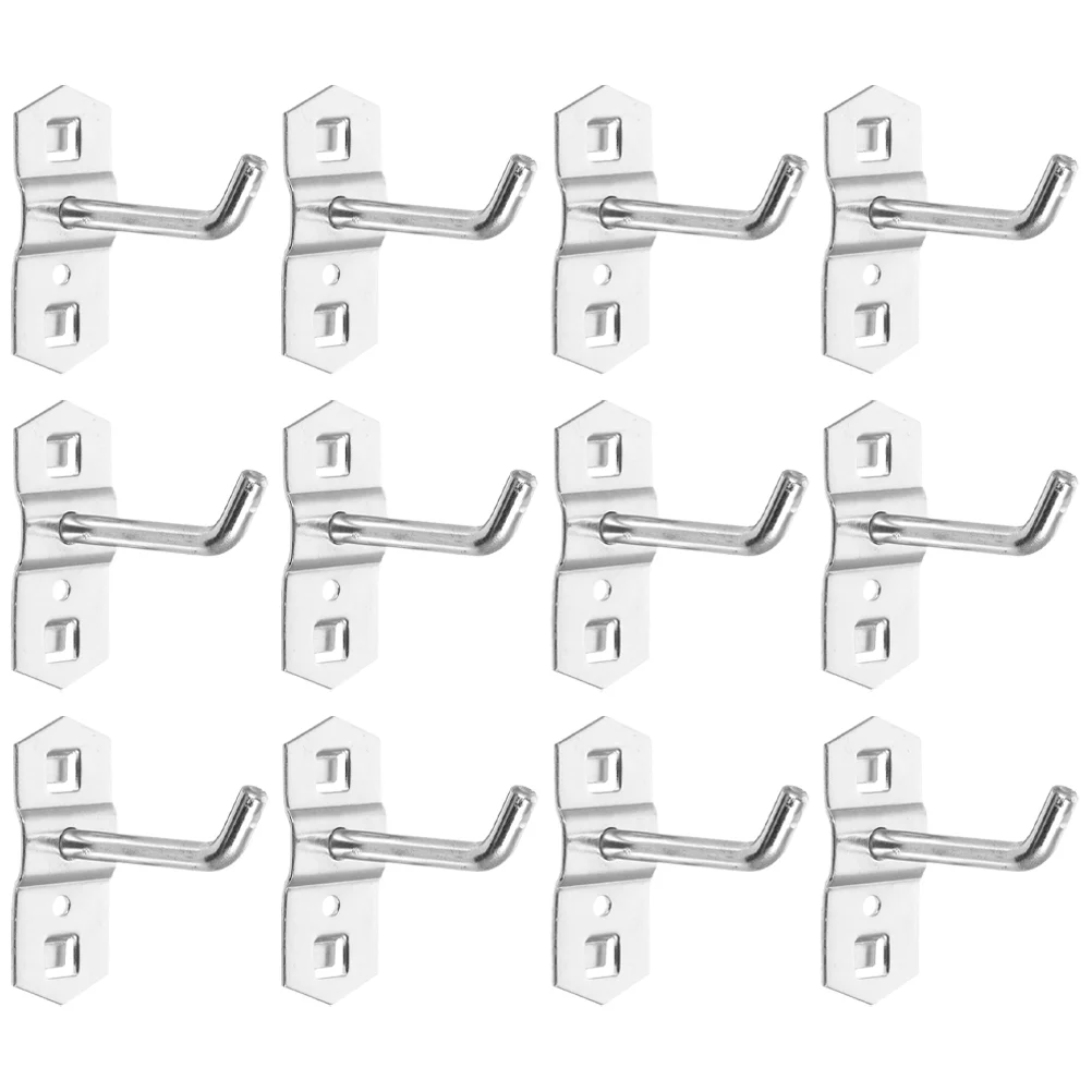 12 Pcs Peg Board Metal Pegboard Hooks for Hanging Household Silver Storage Tools