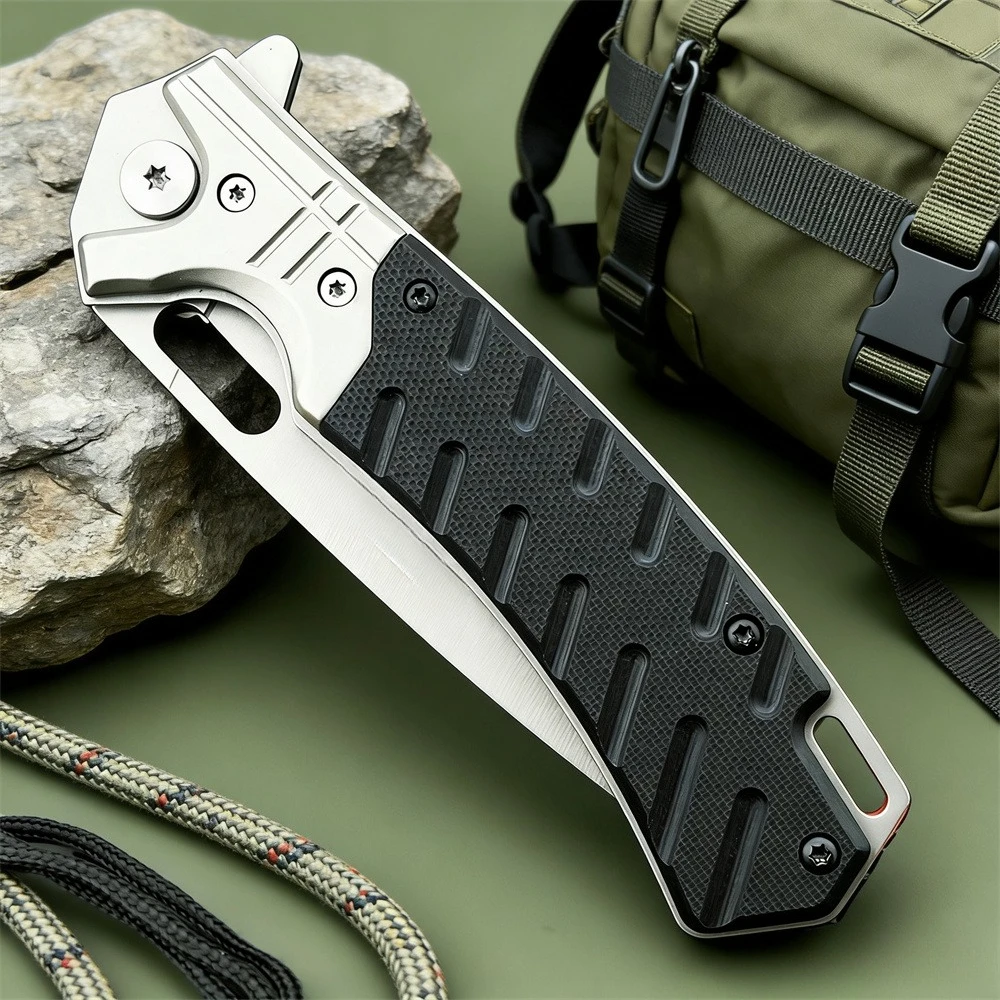 سكين متعدد الأغراض قابل للطي للاستخدام الخارجي بمقبض أسود للصيد والبقاء والتخييم والشواء والمشي لمسافات طويلة الترفيهية والمعدات للاستخدام اليومي #5