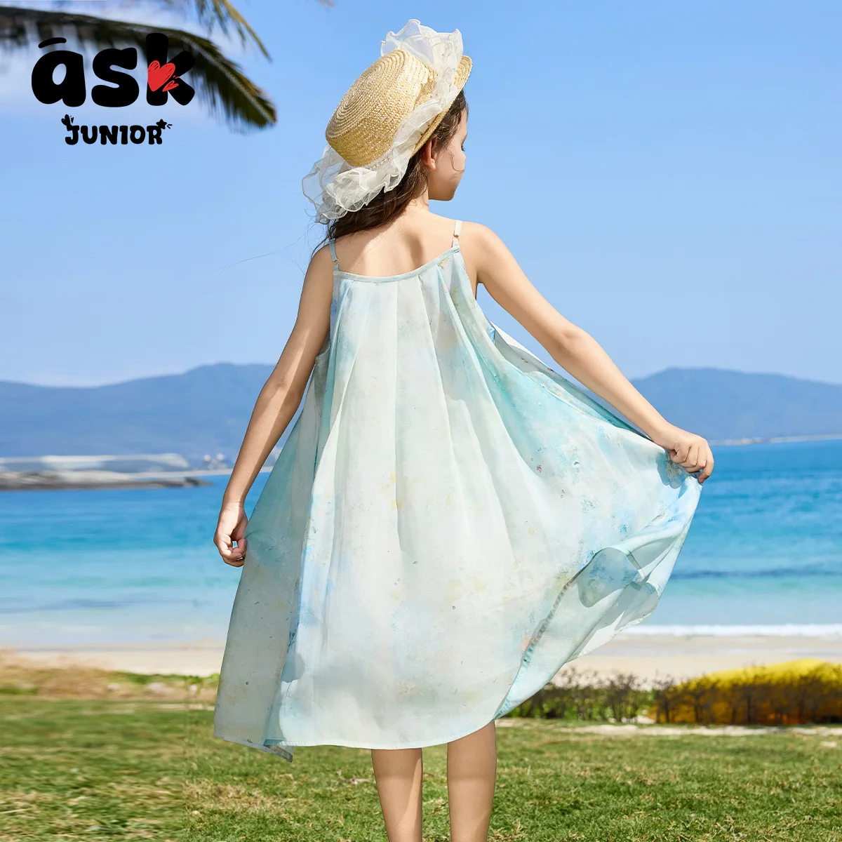 تنورة شيفون رقيقة بحمالات للأطفال في الصيف في منتصف العمر وكبار السن ، فستان مراهقات ، نمط عطلات للبنات #4