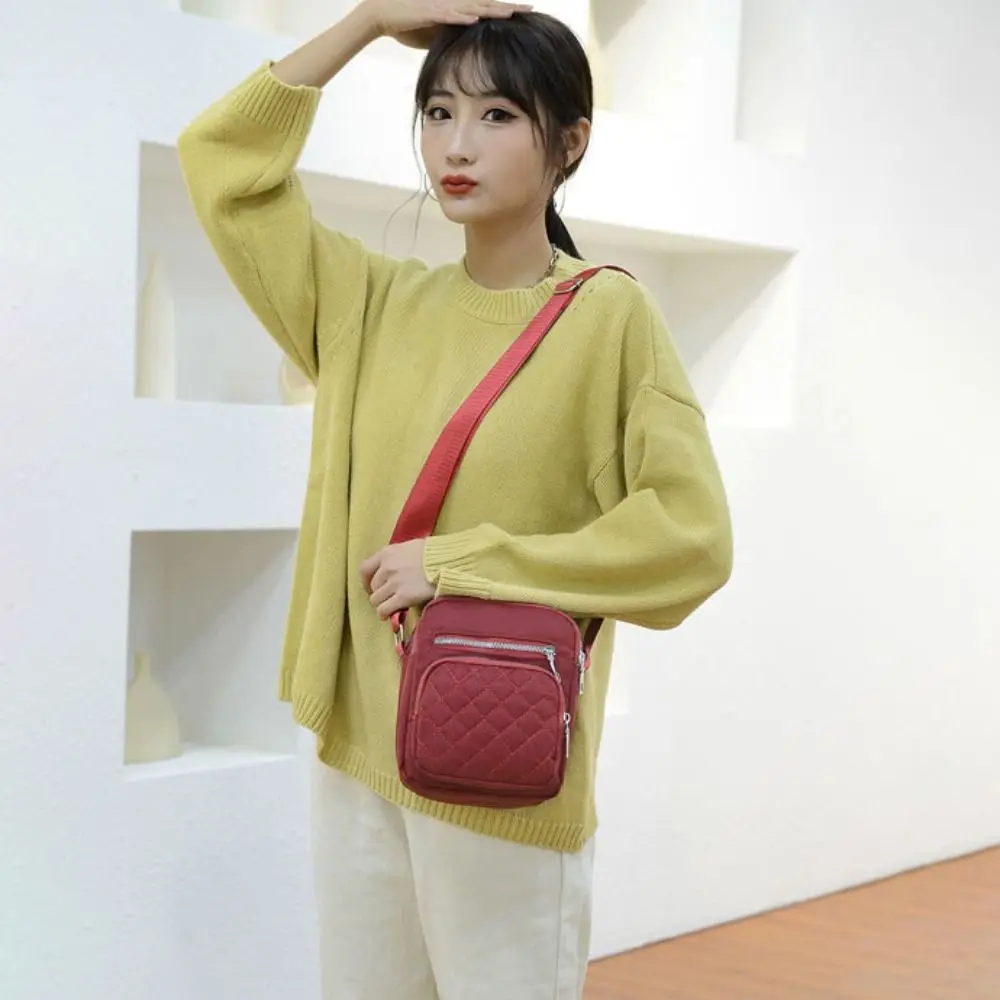 حقيبة كروس نايلون أنيقة ذات سعة كبيرة متعددة الطبقات حقيبة كتف منتصف العمر شبكة كلاسيكية حقيبة ساعي نسائية عادية سيدة #1