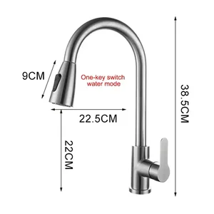 Gebürstete Nickelküchenhahn, ein Loch, abnehmbare Düse, Küchenspüle, Mischhahn, Flow Sprayer, Chrom/Schwarzkopf 6 Hauptverkäufe Tap Chrome Kitchen - №5