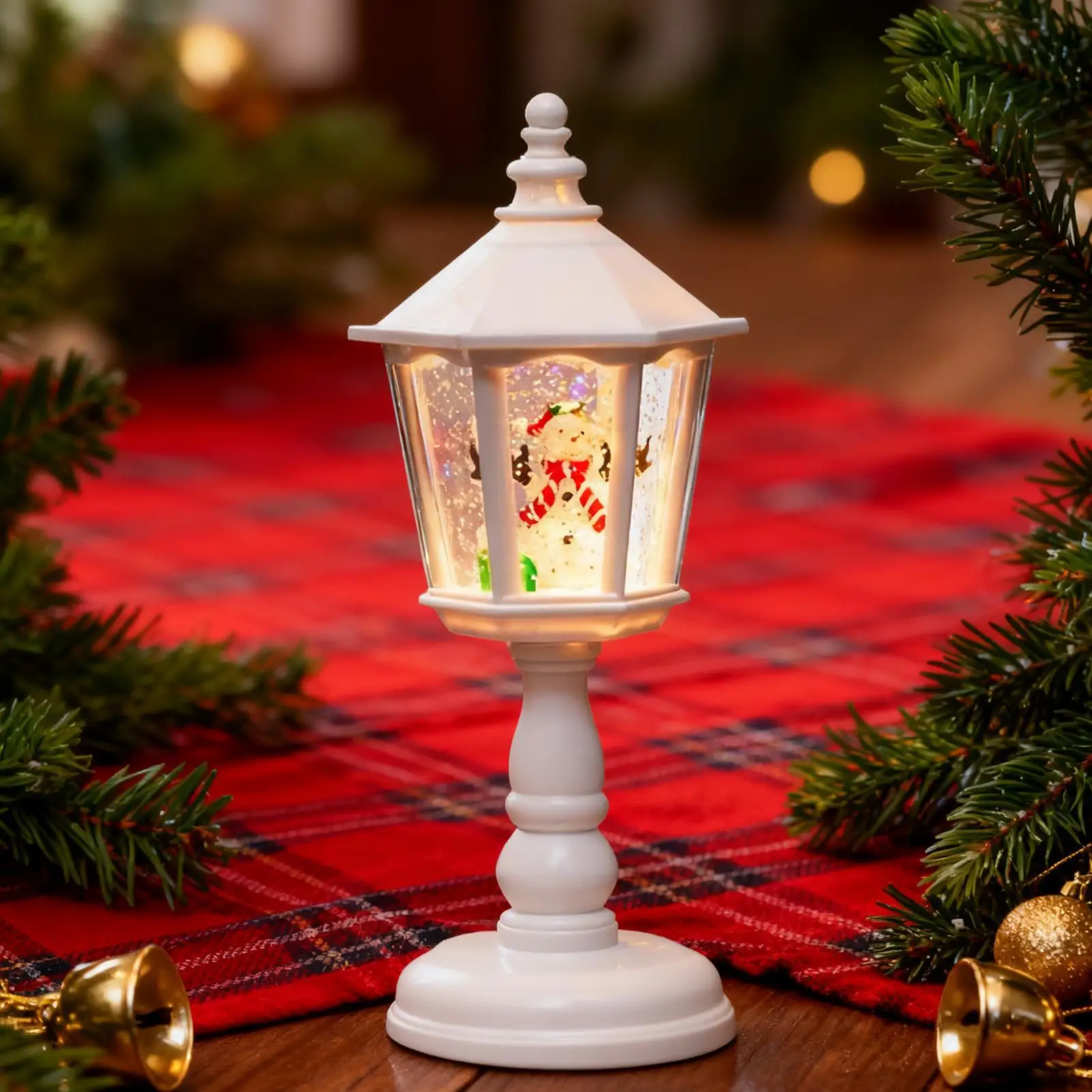 Снежный шар для рождественской сцены, реквизит с шестиугольным конусом, Рождественский светодиодный снежный шар, фонарь, блестящий декор для поддельной детской комнаты