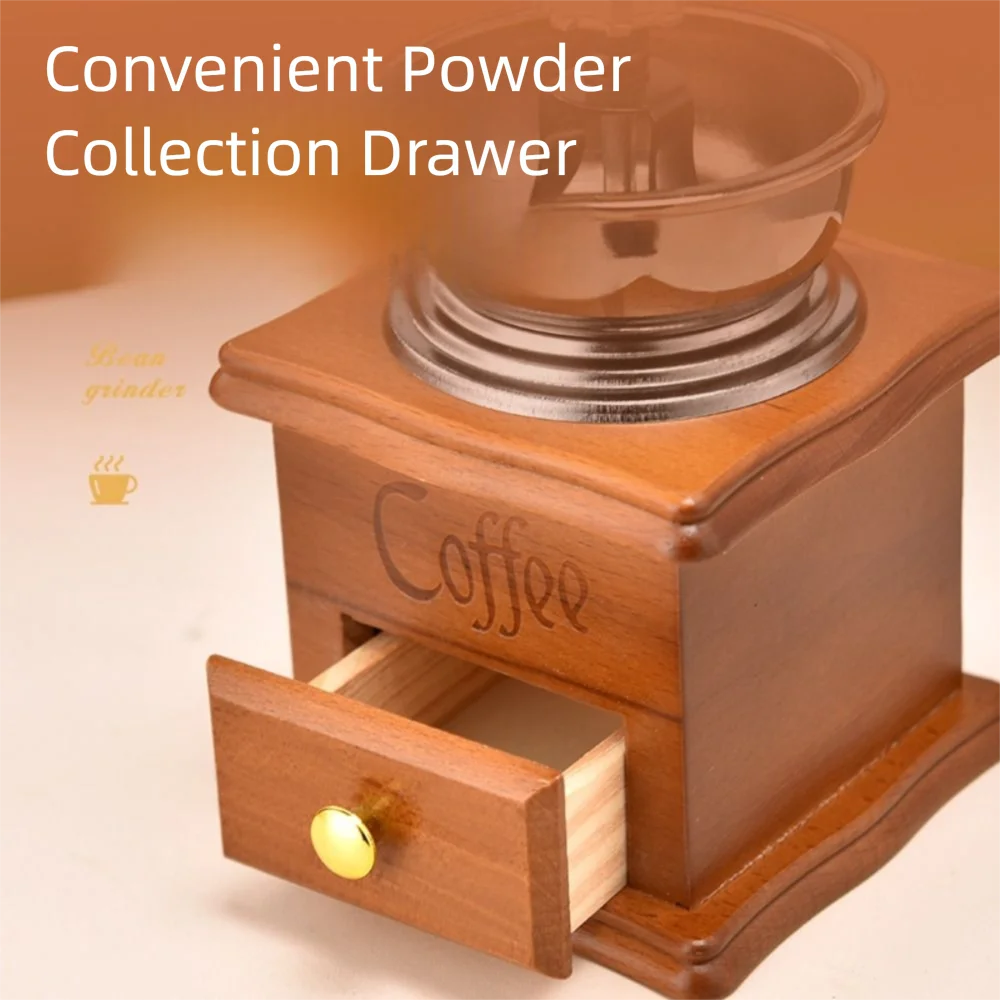 New Vintage Manual Coffee Grinder Mini Wooden Hand Crank Grinders Kitchen Decor DIY Hand Coffee Bean Grinder Classic Coffee - Image 4