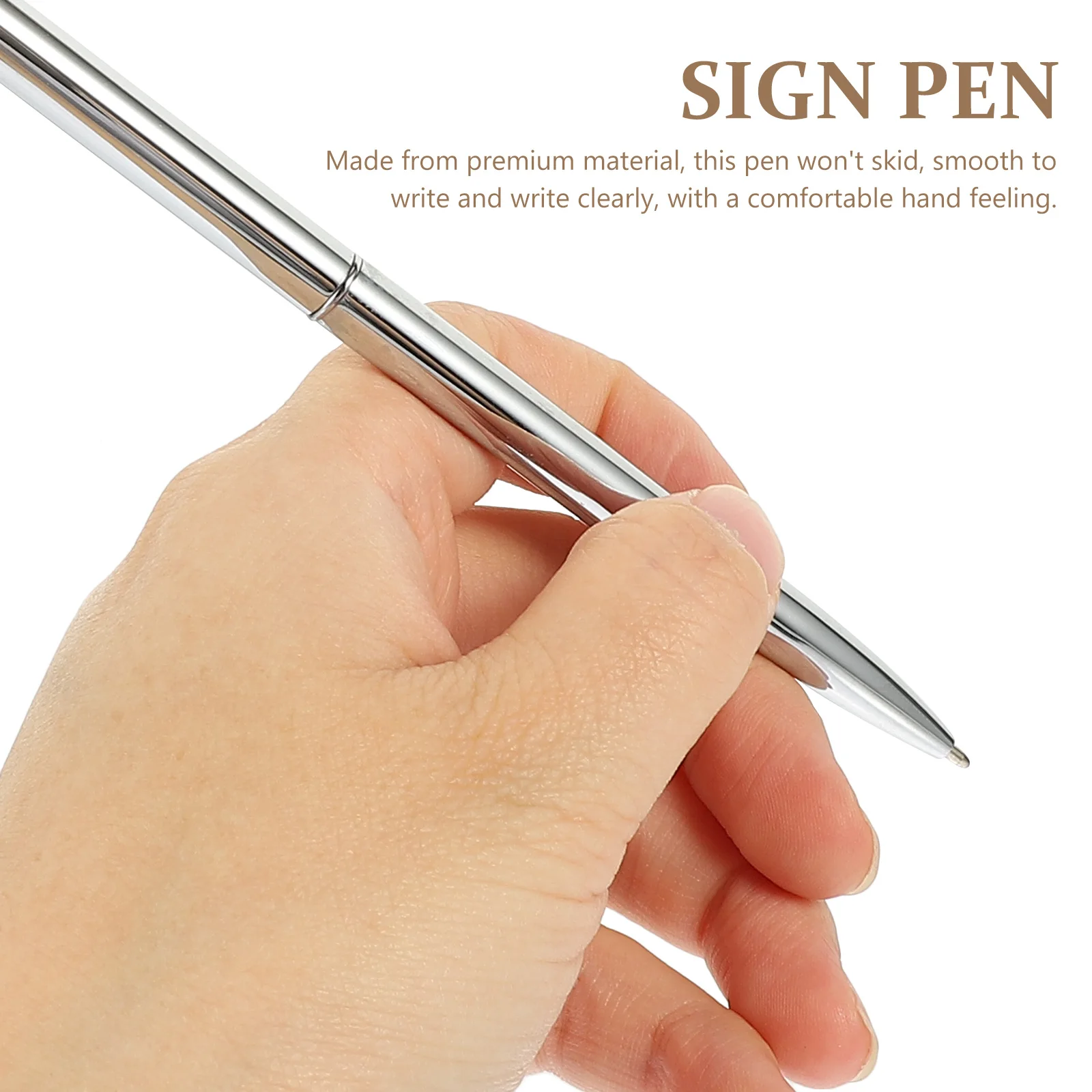 

2 Pcs Register Signing Pen Signature Office Product Round Silver Metal Pens Business Miss