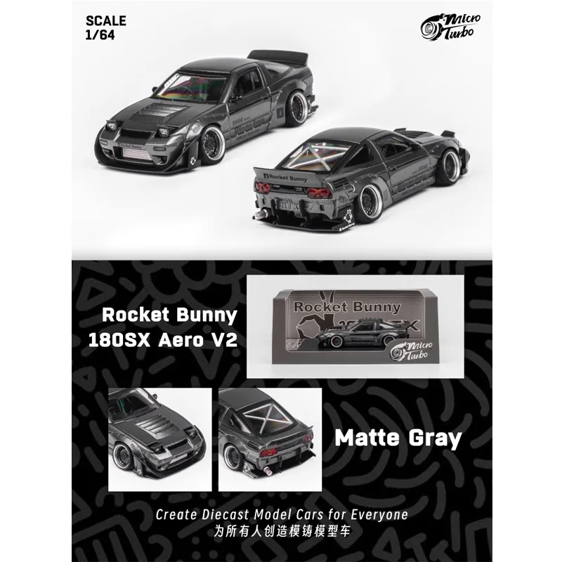 

Newly Stocks Micro Turbo 1:64 180SX Rocket Bunny Matte Gray Color In 2024