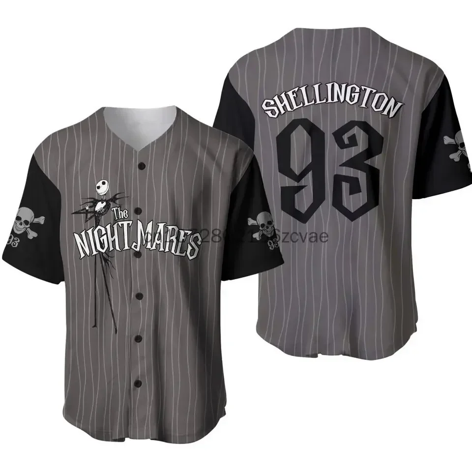 2024 Disney Jack Skellington Baseball Jersey Custom Name Men's And Women's  Baseball Jersey Fashionable Short Sleeve T-Shirt