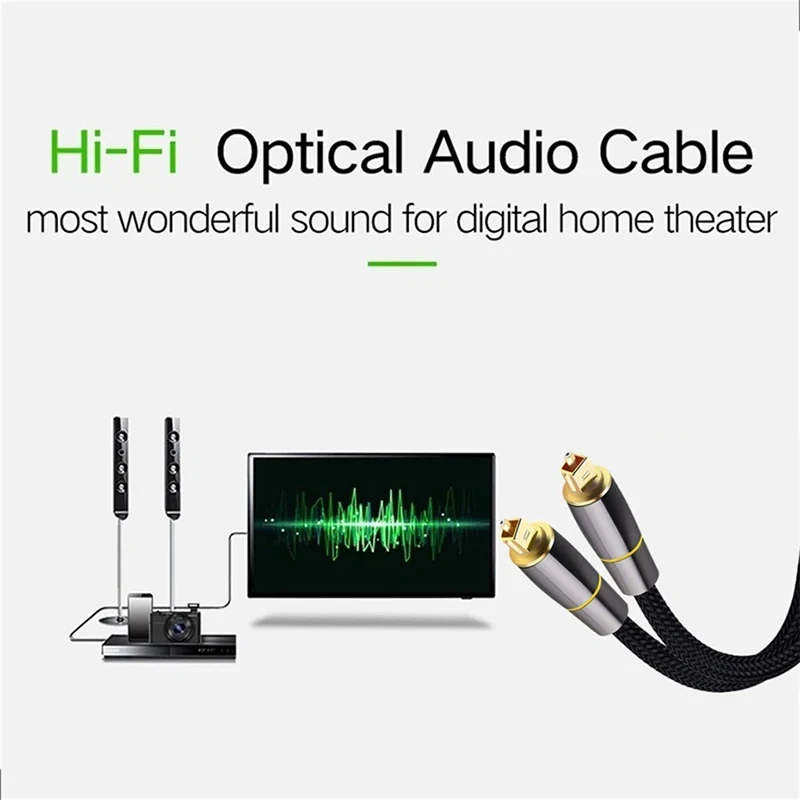 Digital Fiber Optical Optic Audio Cable SPDIF MD DVD TosLink Gold Plated Lead Cord Connect to DVD CD