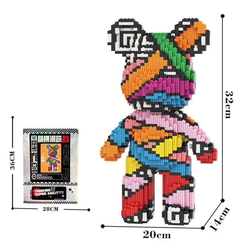 3D 베어 빌딩 블록 베어브릭, 귀여운 모델, 마이크로 다이아몬드 브릭, 발달 장난감, 남아용, 어린이 생일 선물