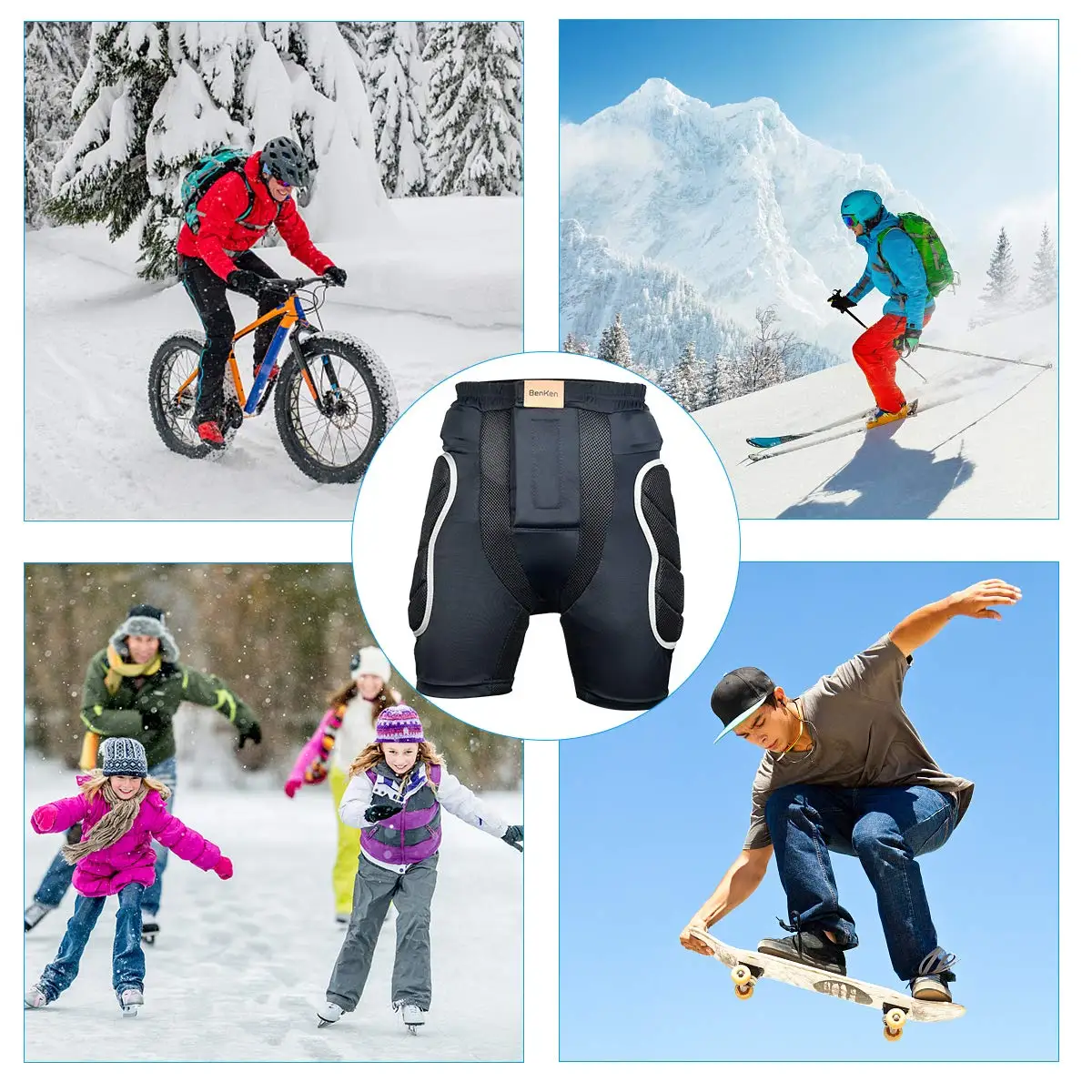 Benken EVA Padded Shorts Ski Protection Drop-resistance Outdoor Sport Impact Protection Equipment for Skateboarding Skiing