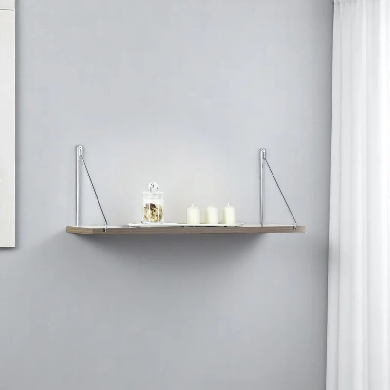 

Rustic Wall Bracket Shelf for Books, White Chrome Finish