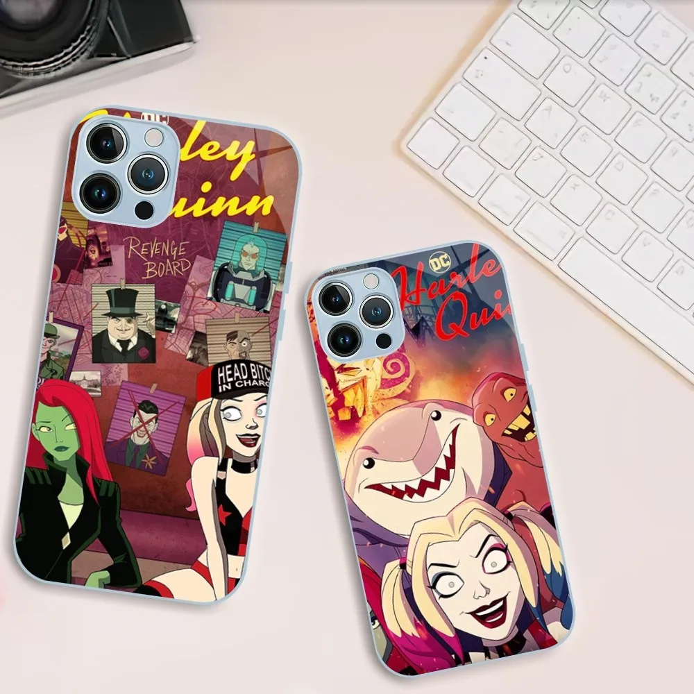 

BEAST KINGDOM DC H-Harley Q-Quinn Phone Case For iphone Tempered Glass 11 14 12 13 Mini Pro Plus X XS MAX XR Cover