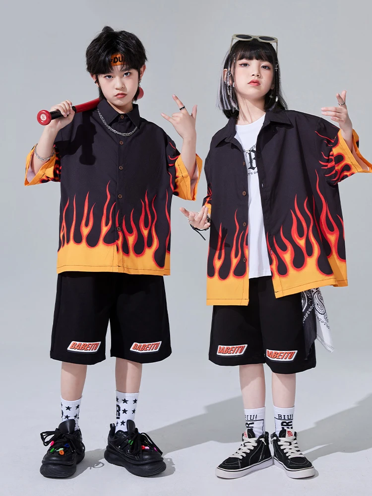 Kinder kleidung lose T-Shirt Shorts Streetwear für Jungen Jazz Dance Performance Bühnen kostüme Mädchen Hip Hop Outfits dqs16193