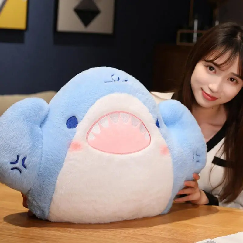 Shark Plush Shark Stuffed Animal Cute Muscle Shark Plush Toy Cartoon Stuffed Animal Shark Plush Doll Gift For Kids Girl