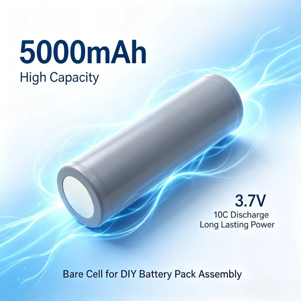 INR21700 type lithium-ion rechargeable battery 5000mAh 3.7V suitable for flashlights headlamps and portable power banks