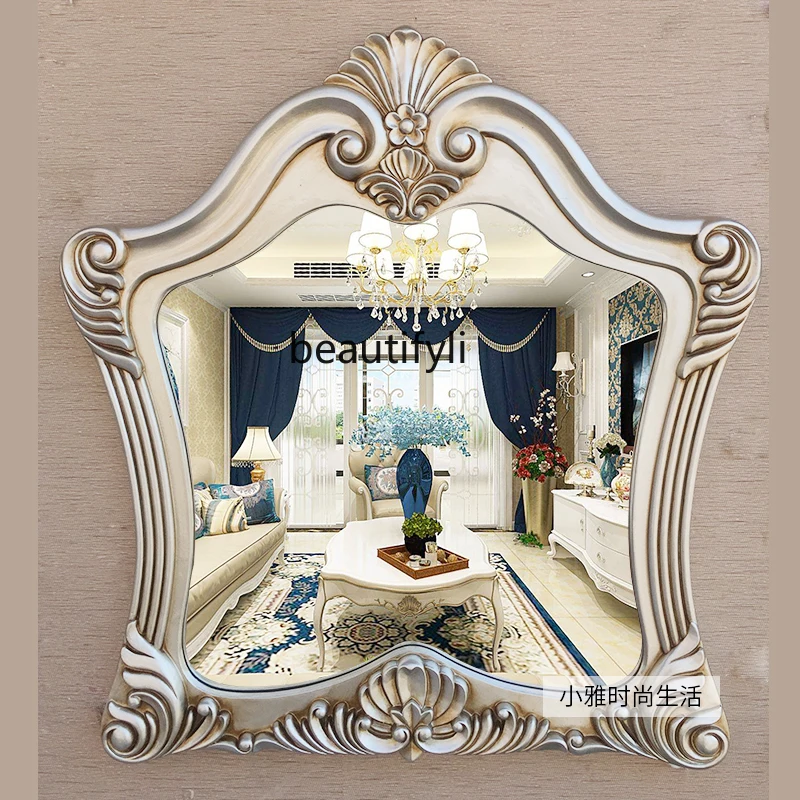 European wall-mounted bathroom, cosmetic mirror, porch decorative mirror, crown mirror, barber shop mirror