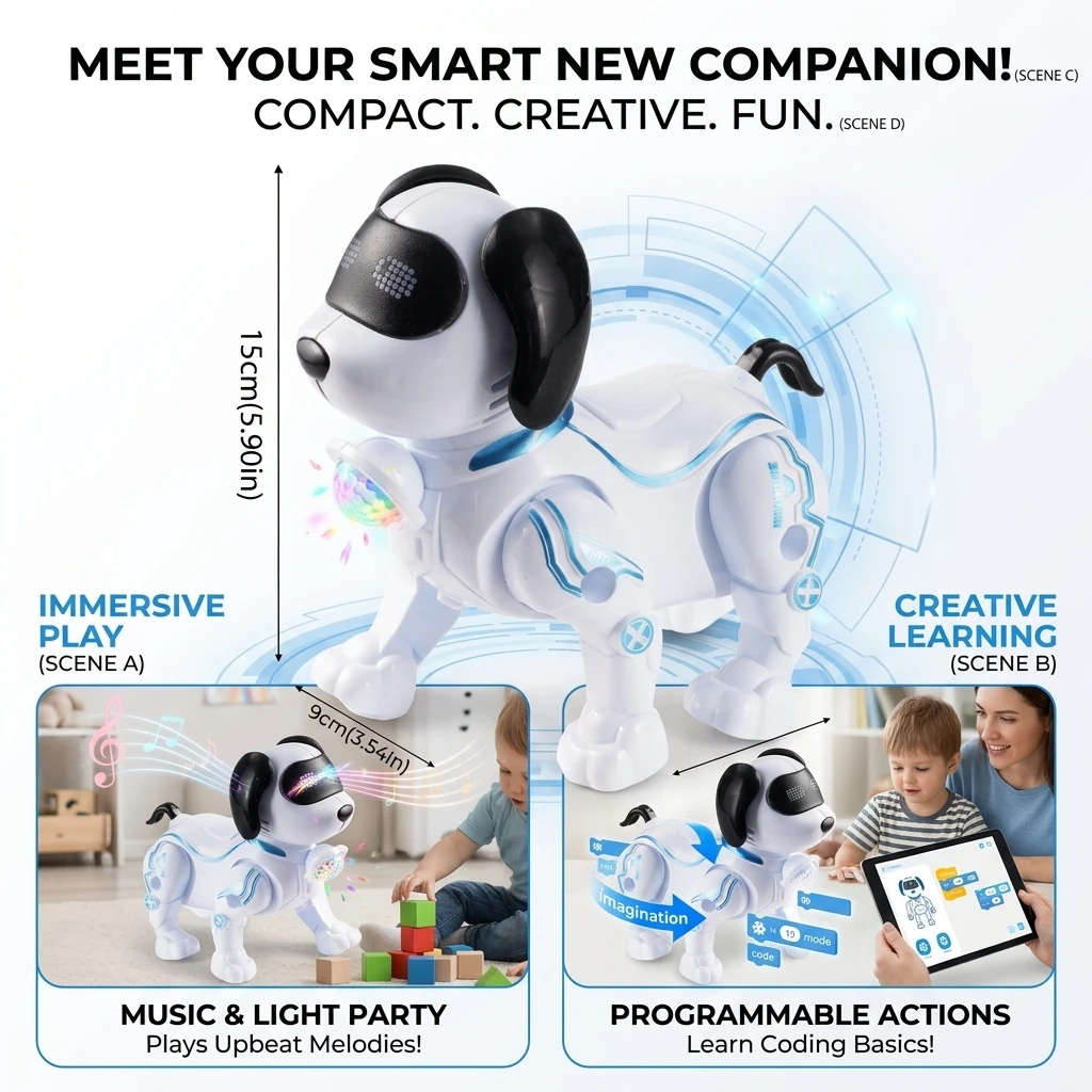 RC Robot Dog Electronic Stunt Pet Interactive Touch Programmable Smart Walking Dancing Kids Birthday Gift for Kids Boys Girls