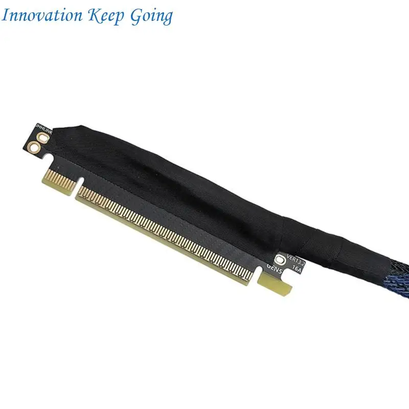 E65C Optimized PCIe 5.0 X16 GPU Extension Wire 270 Degree Right Exit Braided Cable