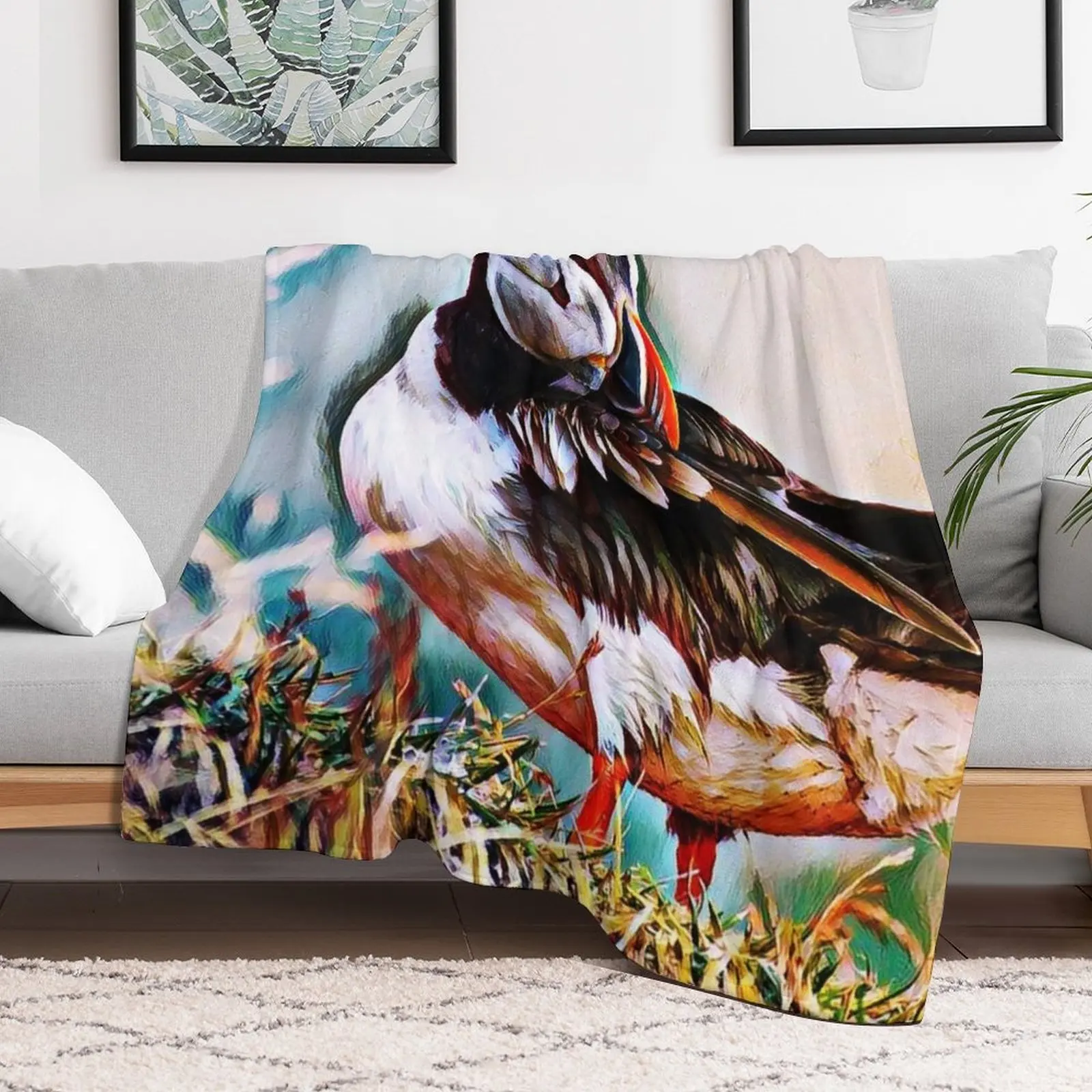 Puffin Bird Abstract Painting Art Design Throw Blanket for babies Fashion Sofas Blankets