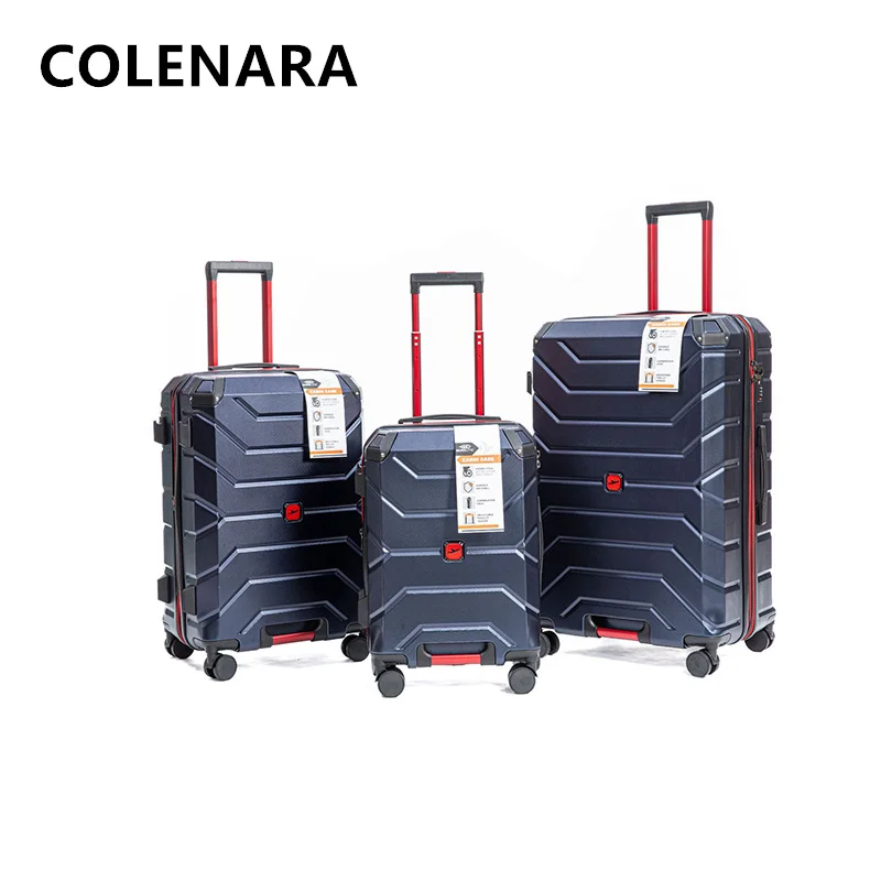 COLENARA Suitcase High Quality Ladies Boarding Box ABS + PC Large Capacity Trolley Case Three-piece Wheeled Travel Bag Luggage