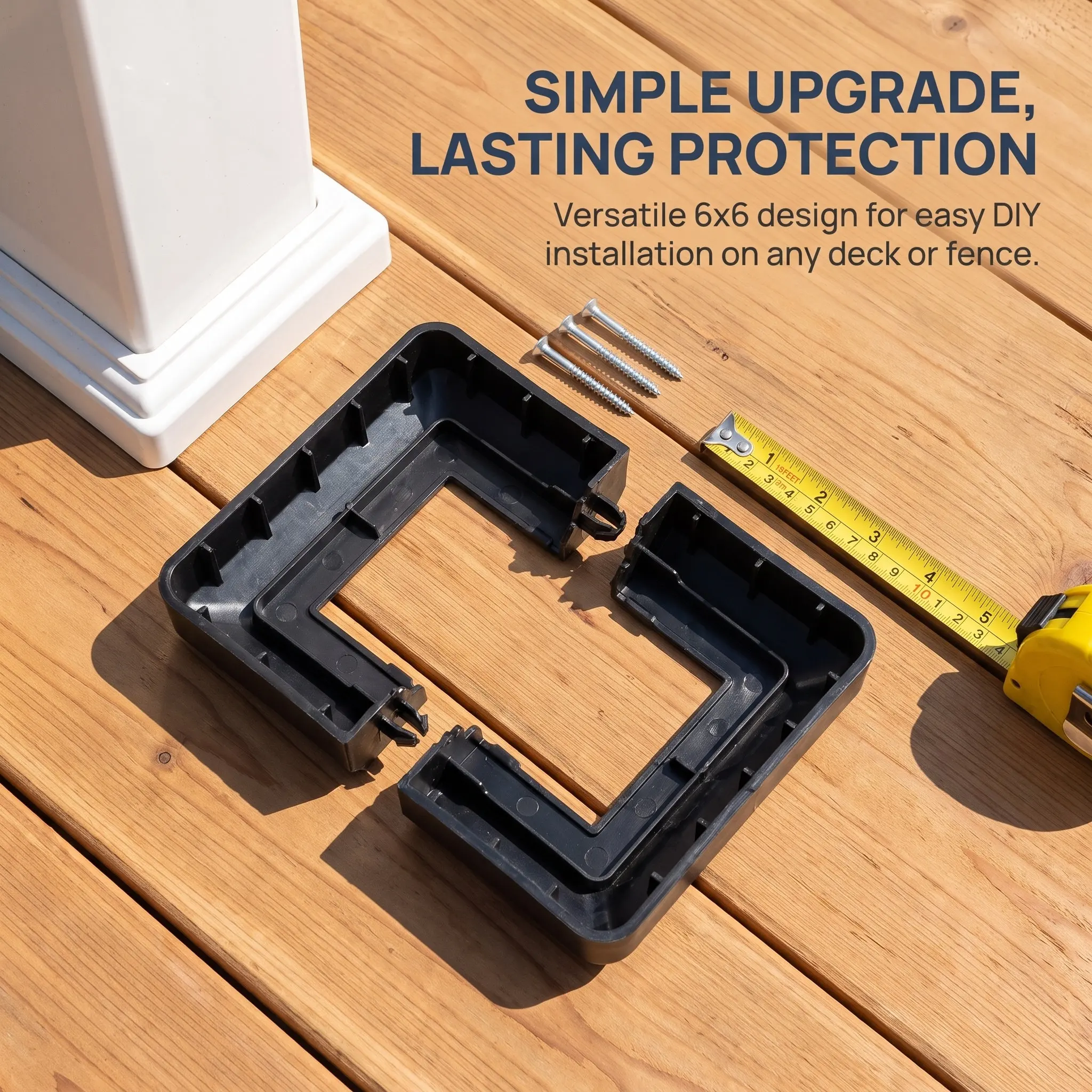 8Pcs Plastic Fence Post Skirt Cover Split Bottom Design for Outdoor Decking Railing Guardrail Square Tube Post Protector Cap