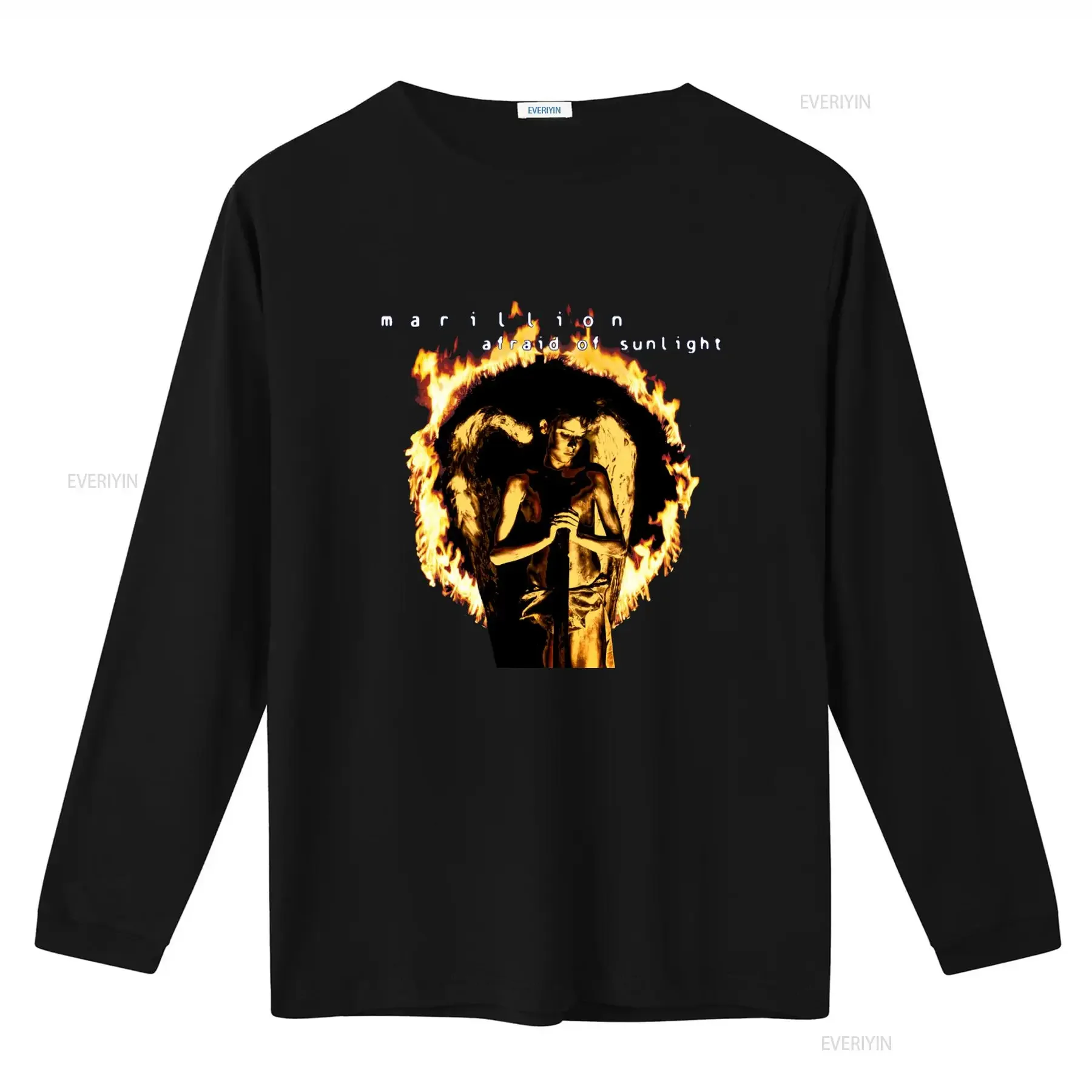 Vintage 1995 Marillion Afraid Of Sunlight Tour T Shirt Unique Angel with Flames Design for Rock Fans vintage Washed - view 2