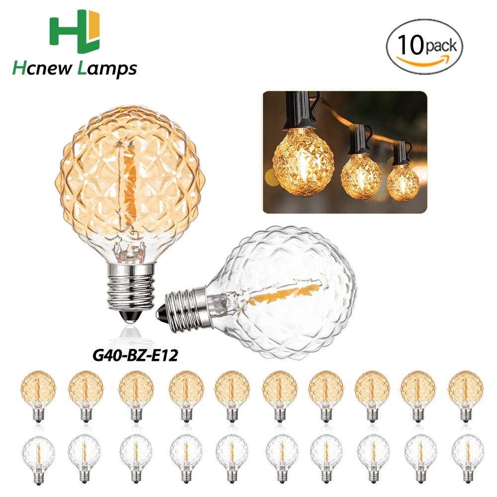 Retro Mini LED Bulbs Diamond Shaped Vintage Bulbs G40 E12 110V 220V Dimmable for Garland String Light Source Replacement Outdoor