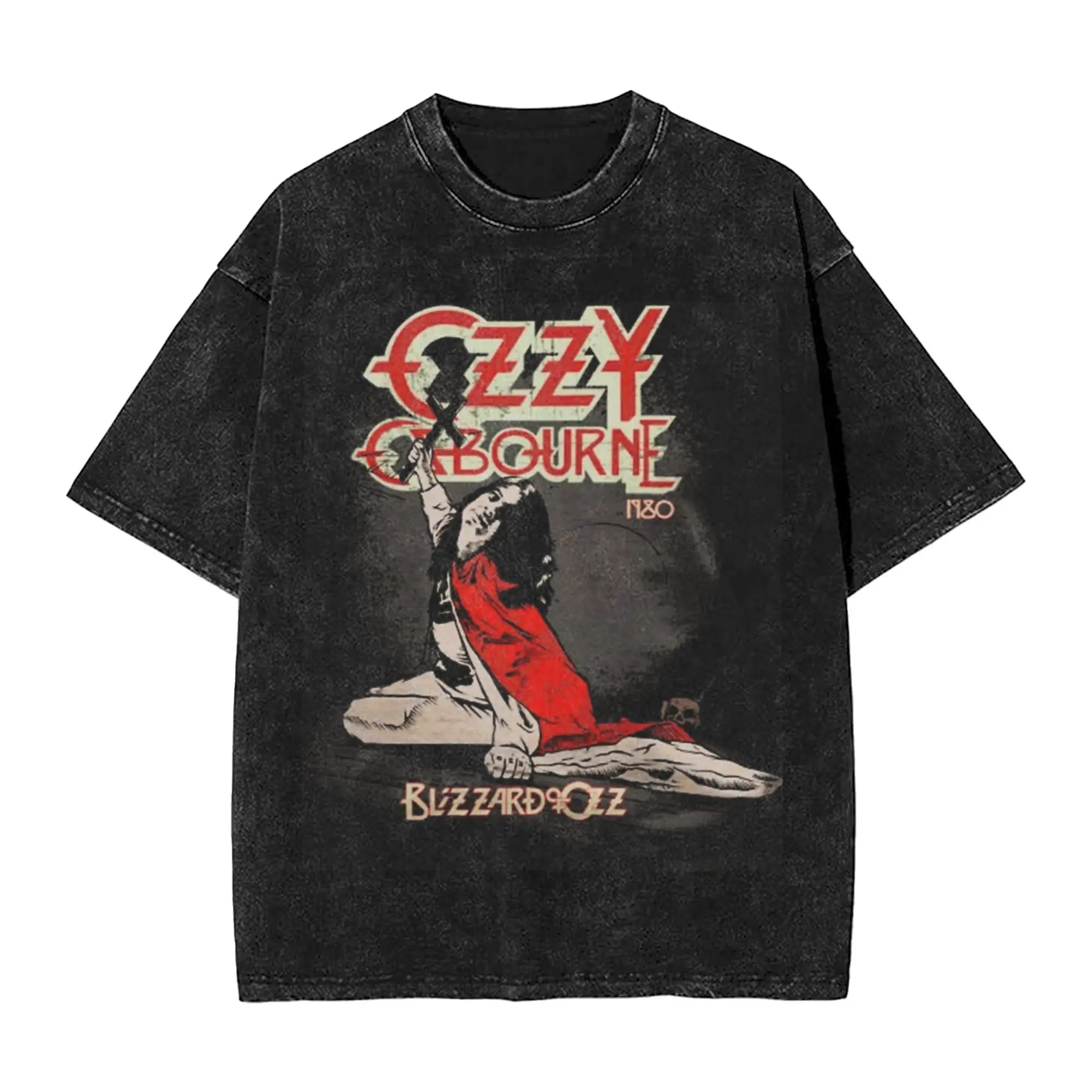

Men T-Shirt Ozzy Osbourne Washed T Shirts Hippie Bold Rock Summer Tee Shirt Y2K Retro Simple Casual Tops New Arrival