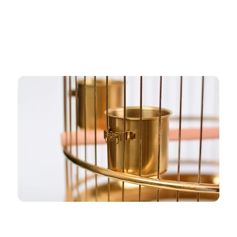 Stainless Steel Bird Cage with Plastic Tray and Handle Eco Friendly Lattice Pattern Iron Wire Pet House for Small Parrots