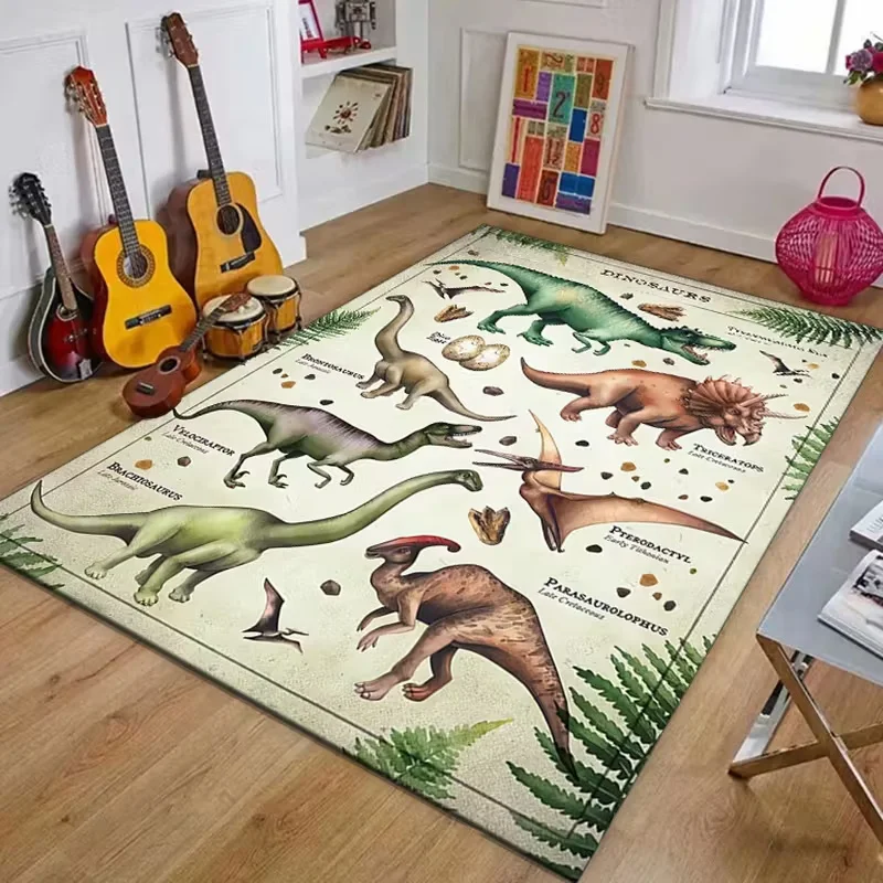 Dinosaur Rug Non-Slip Play Mat Carpet for Boys Bedroom Kids Playroom Living Room Classroom Area Floor Mat Home Decor Doormat
