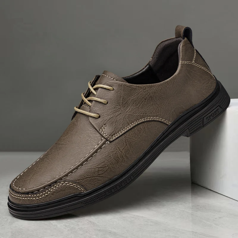 

Новые весенние мужские удобные двухслойные повседневные кожаные туфли из воловьей кожи на шнуровке, высококачественные мужские дышащие оксфорды с вырезами