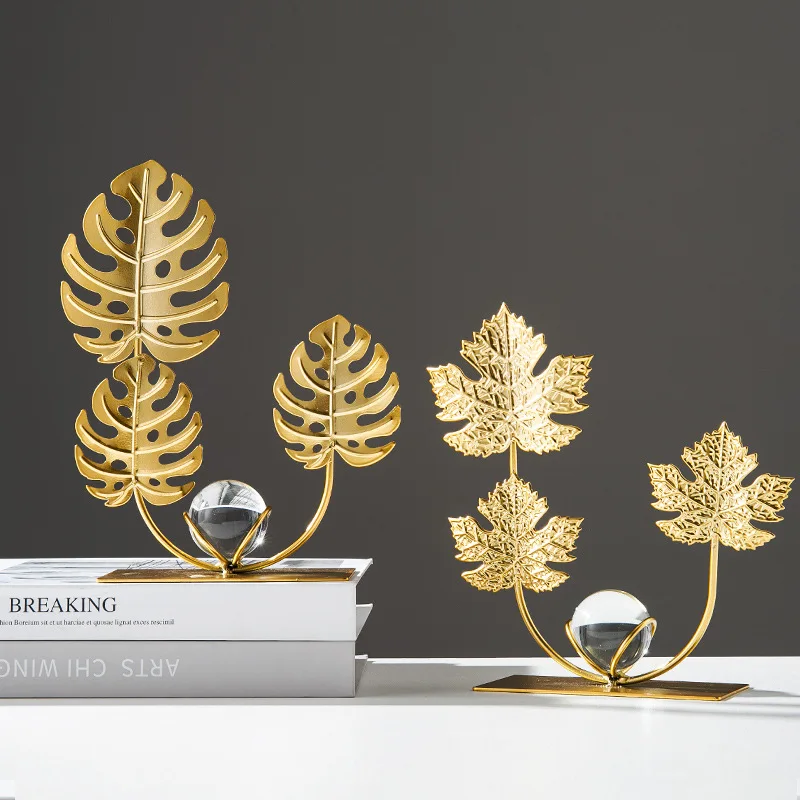 Golden Ginkgo Biloba, Maple Leaf Crafts Leaf Sculpture Luxury Living Room Decoration Ornament
