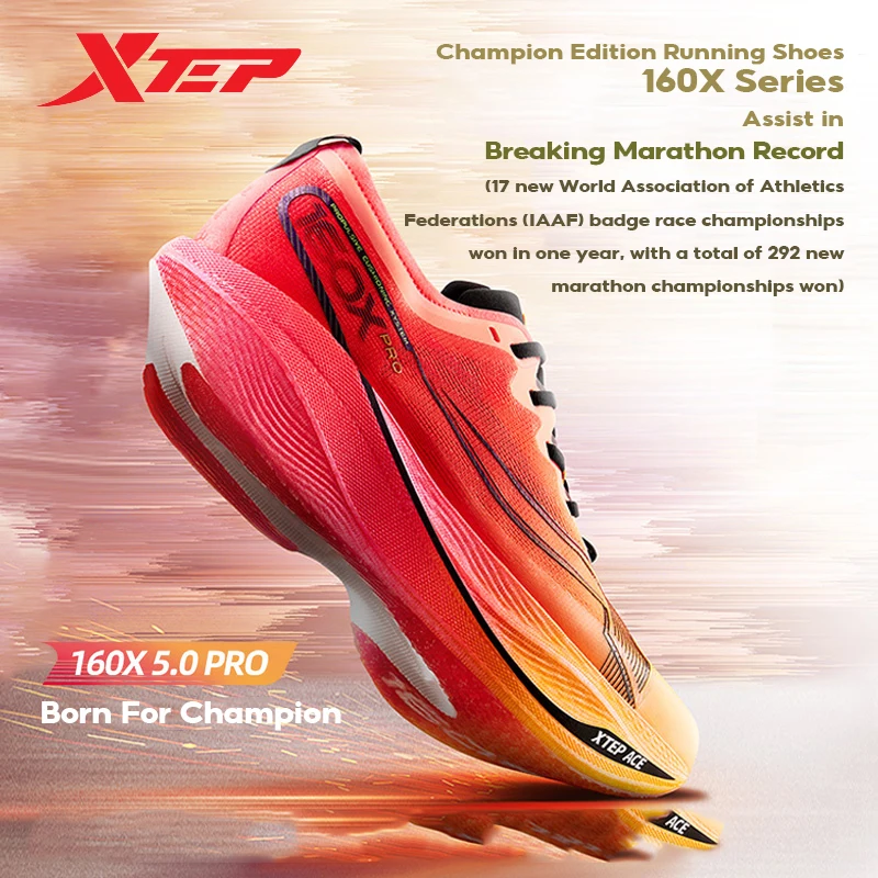 Xtep 160X 5.0 Pro Running Shoes Men Carbon Plate Professional Marathon PB Sport Shoes Comfortable Non-Slip Sneaker 977319110039