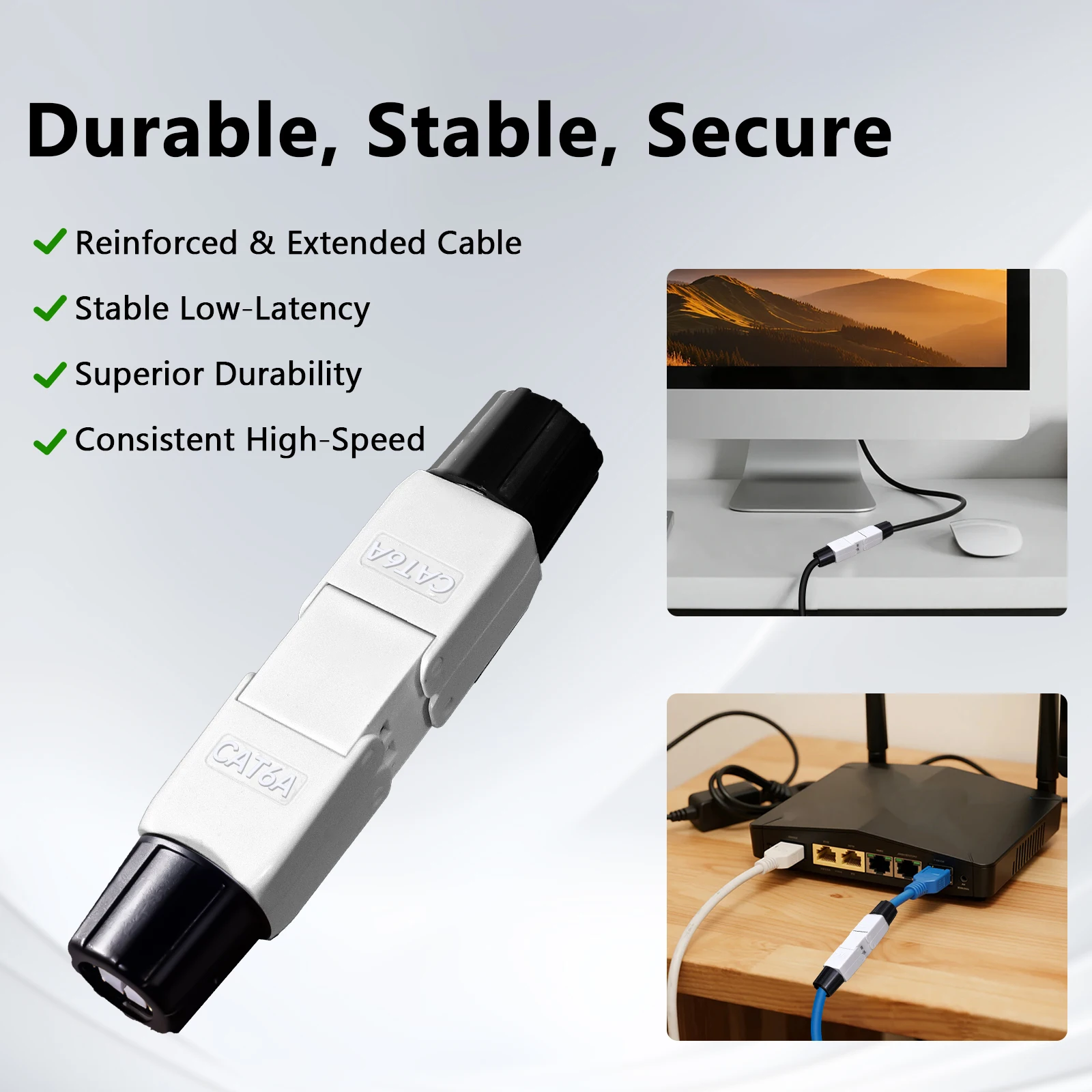 ZoeRax Werkzeugloser RJ45 CAT7 CAT6A Kabelverlängerungs-Verbindungsadapter 10 Gbit/s Ethernet-Kabelverlängerung für CAT7/CAT6A-Netzwerkkabel – Detail 2